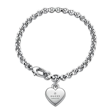 gucci sterling silver trademark heart motif bracelet|gucci trademark heart silver bracelet.